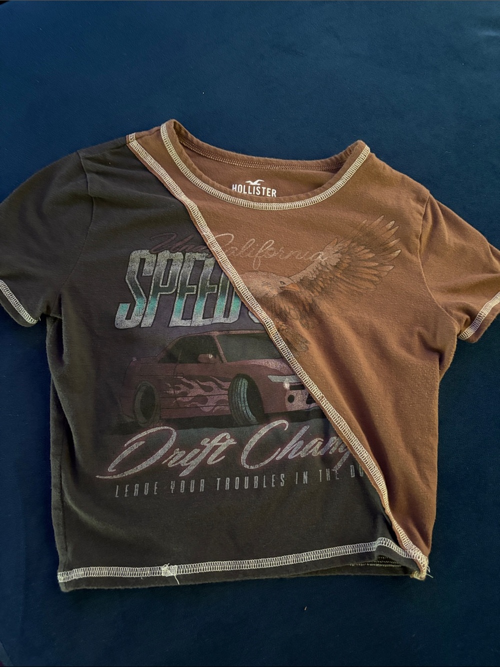 Hollister Two-Tone Brown and Dark Brown Graphic Tee